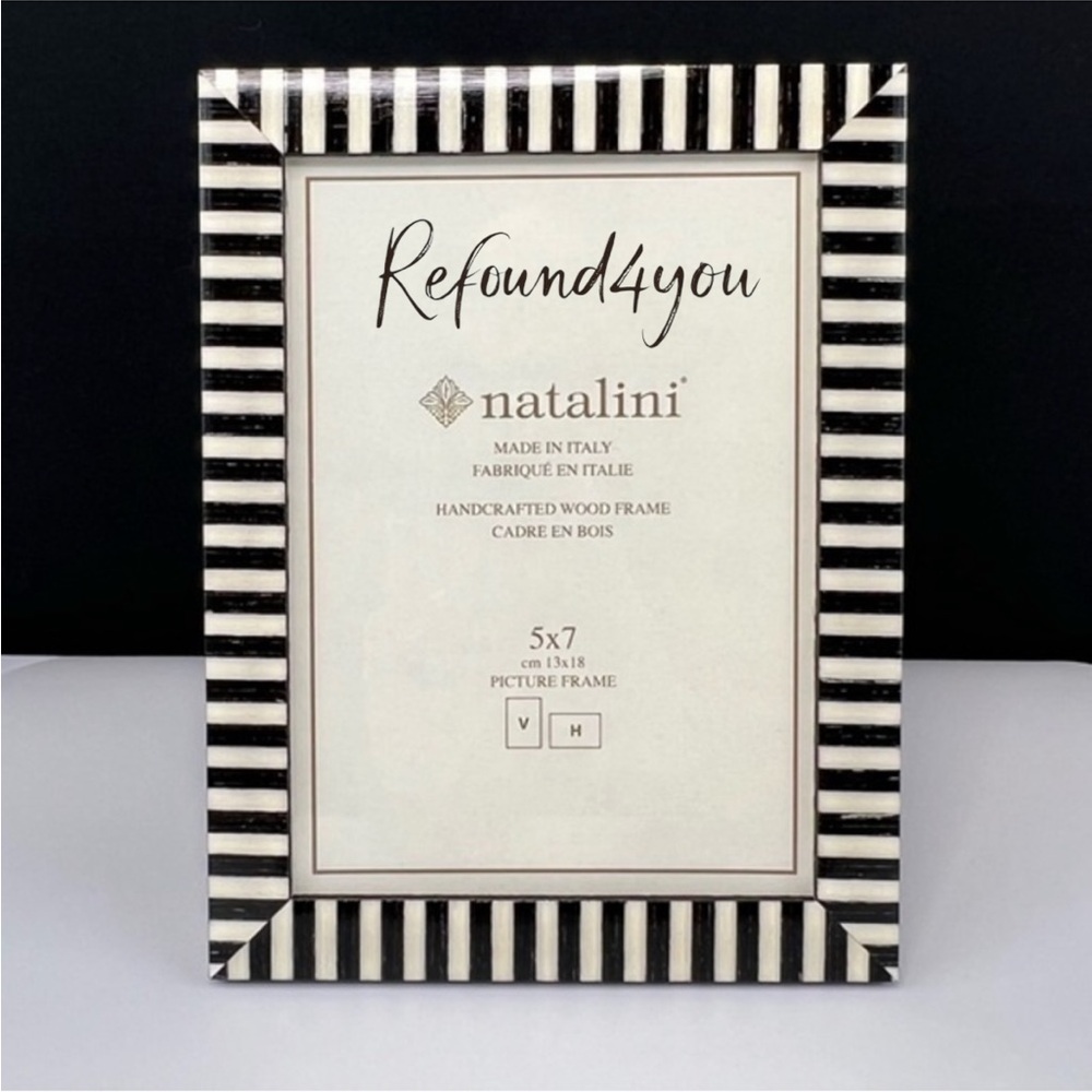 Natalini - ‘Black stripes’ wood picture frame. 5” x 7”. NWT.